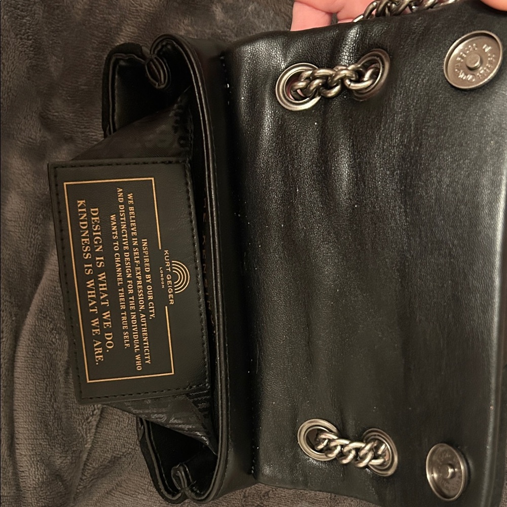 Kurt Geiger (The Kensington)Studded Black and Gold Chain Shoulder Bag - Picture 5 of 5